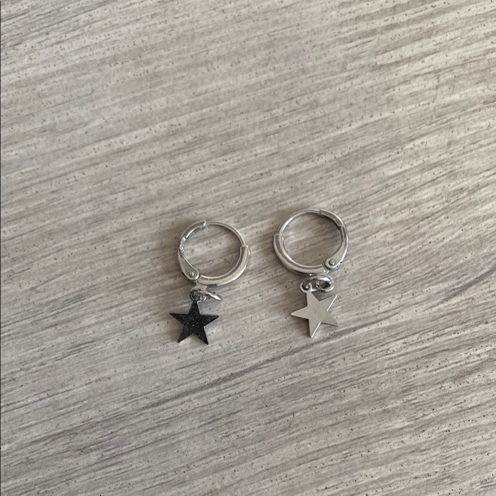 Silver Star Hoop Earrings